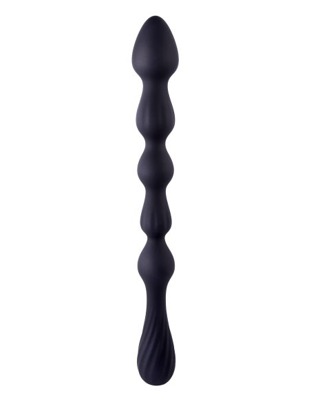 NMC 10.5 INCH RIBBED SILICONE ANAL BALL BEADS BLACK